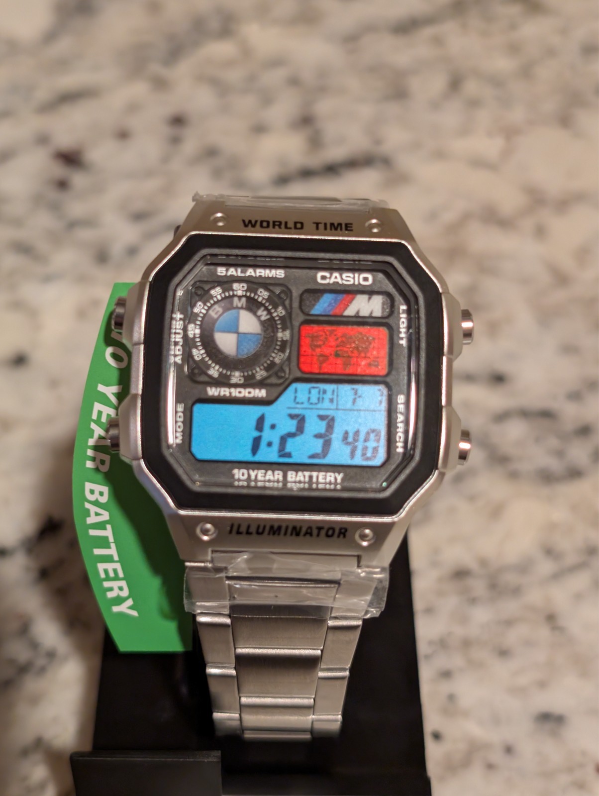Custom Casio AE1200 WHD Watch, Luxury car Inspired Blue Red Filters