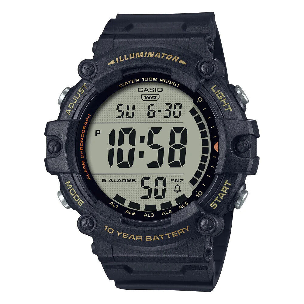 Casio AE1500WHX-1AV, Chronograph Watch, Illuminator, 5 Alarms, 10 Year Battery