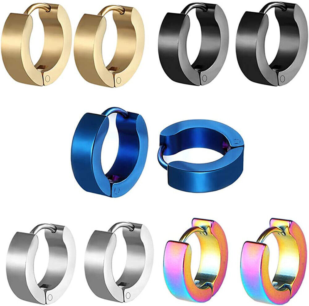 2PCS Stainless Steel Hoop Earrings for Men Women Small Huggie Hoop Ear Piercings