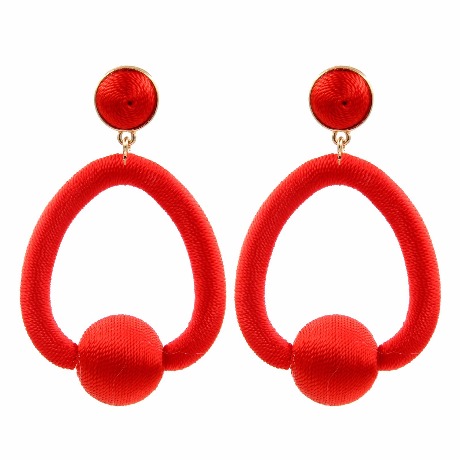 Kv8zt Women’s Big Style Polyester Thread Handcrafted MARIELA HOOP Drop EARRINGS