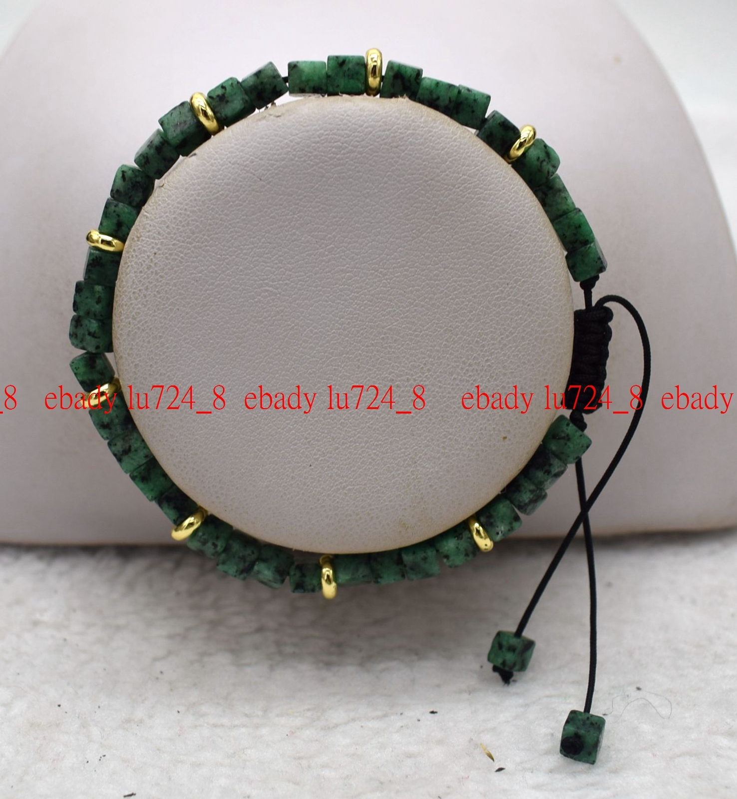 Exquisite Fashion Green Hemp Stone 5x5mm Square Beads Gemstone Bracelet 7.5″
