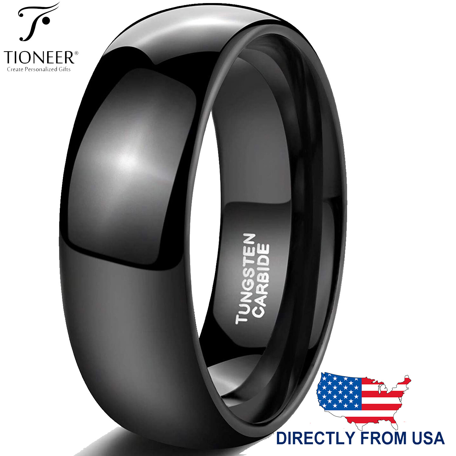 Tungsten Carbide Classic Polished Plain Dome Wedding Band Ring 8MM FREE ENGRAVE