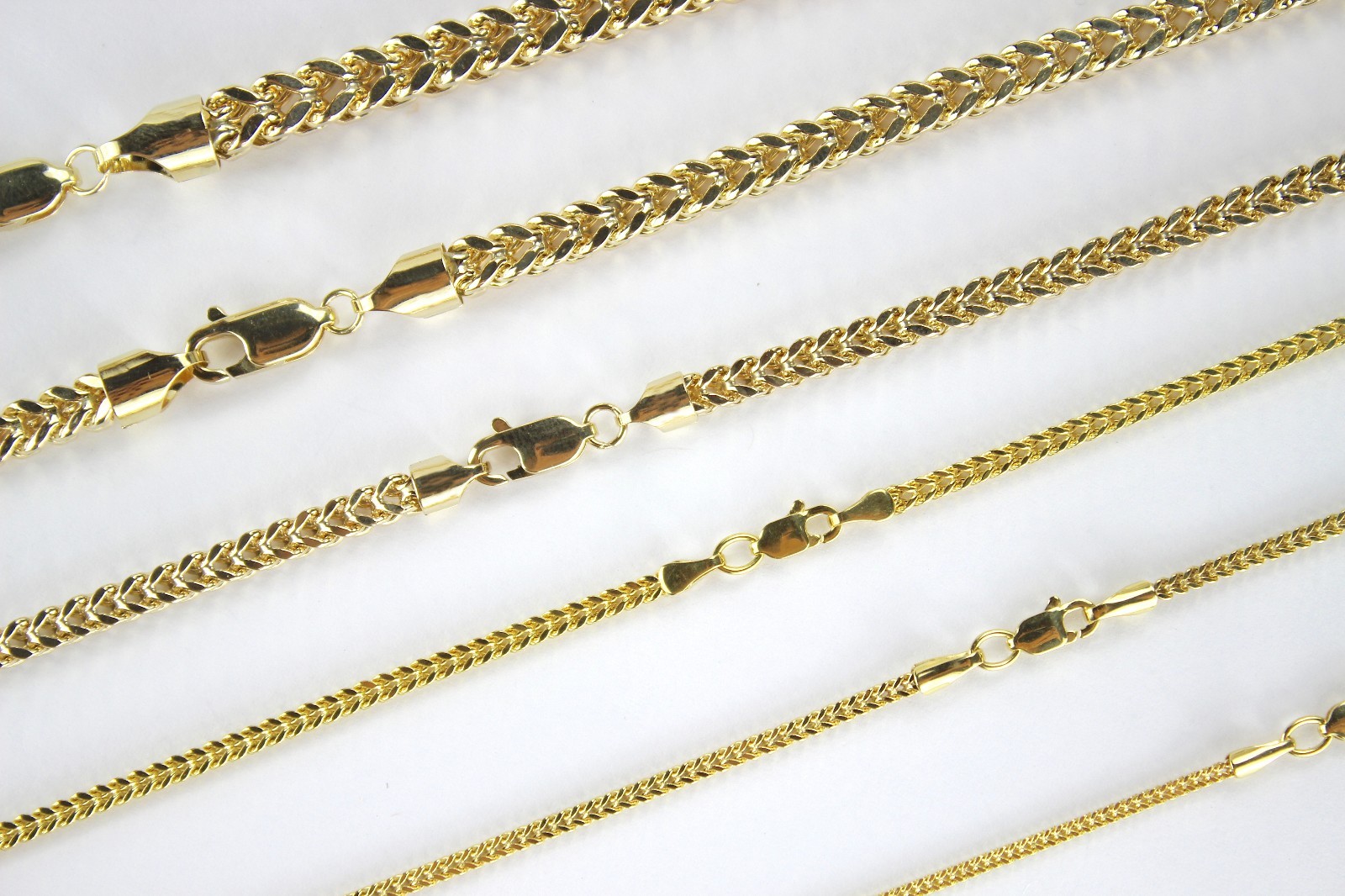 Authentic 10K Hollow Yellow Gold Franco wheat Necklace Link Chain 1.5-6mm 16-40″