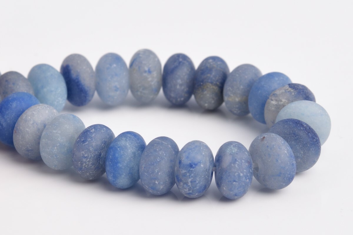 8x5MM Natural Matte Blue Aventurine Grade AAA Rondelle Gemstone Loose Beads 7.5″
