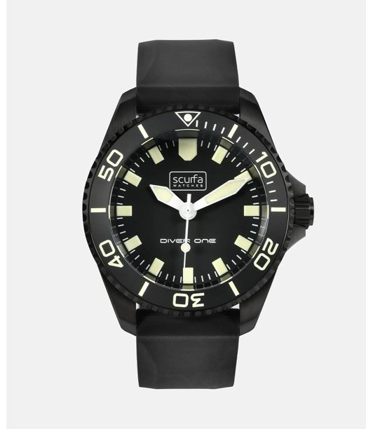 Scurfa Diver One D1-500 Quartz 500m Black PVD Diver Watch Rubber Strap