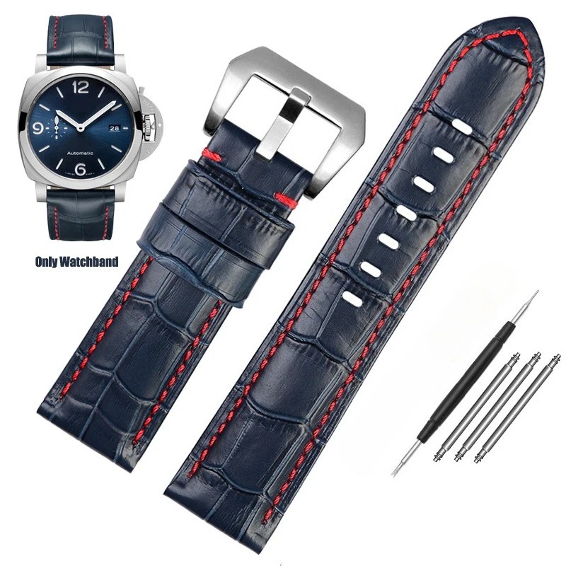 Premium Waterproof Blue Cowhide Leather Watch Band For Panerai PAM688/441/1313