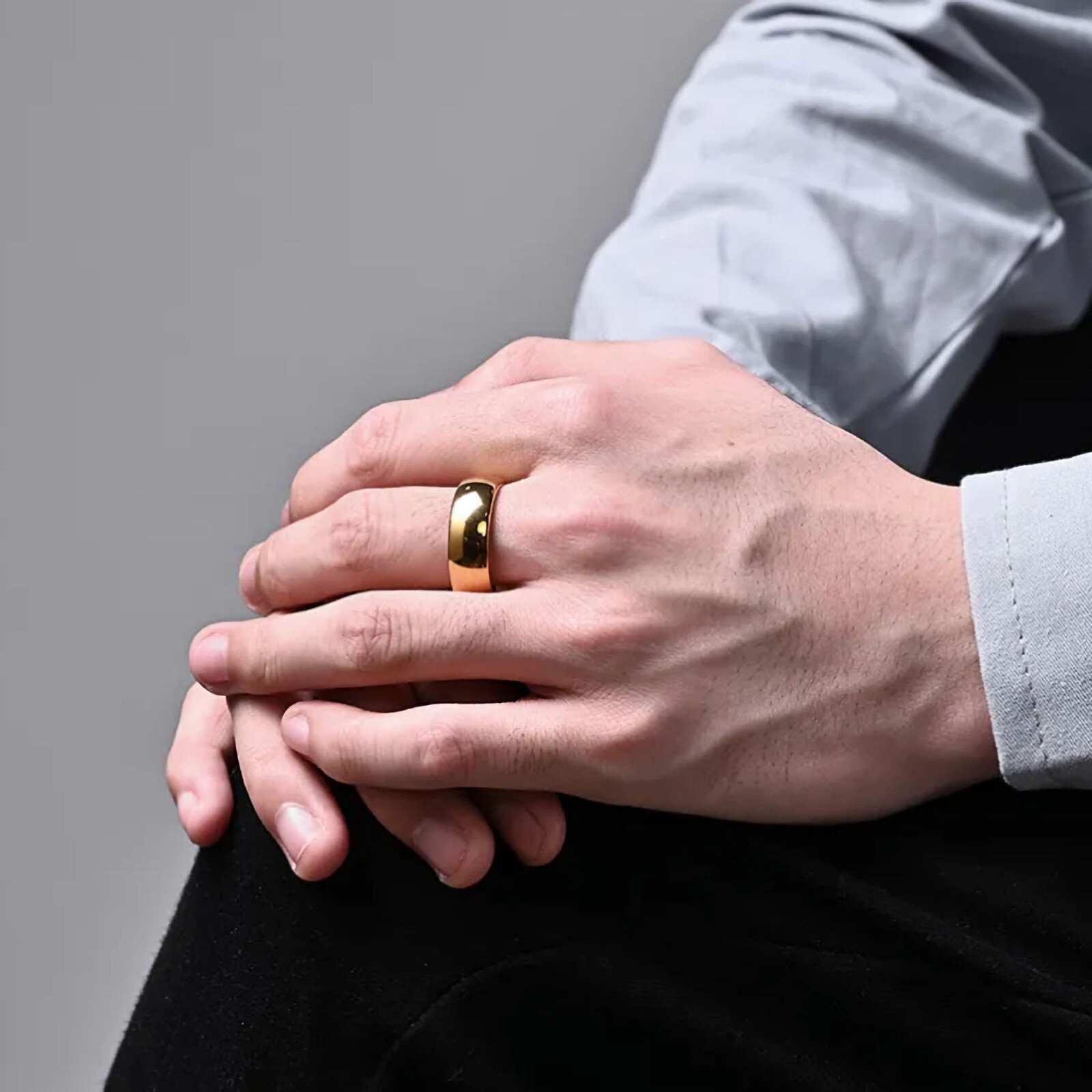 Gold Plated Tungsten Carbide Classic Half Dome Wedding Band