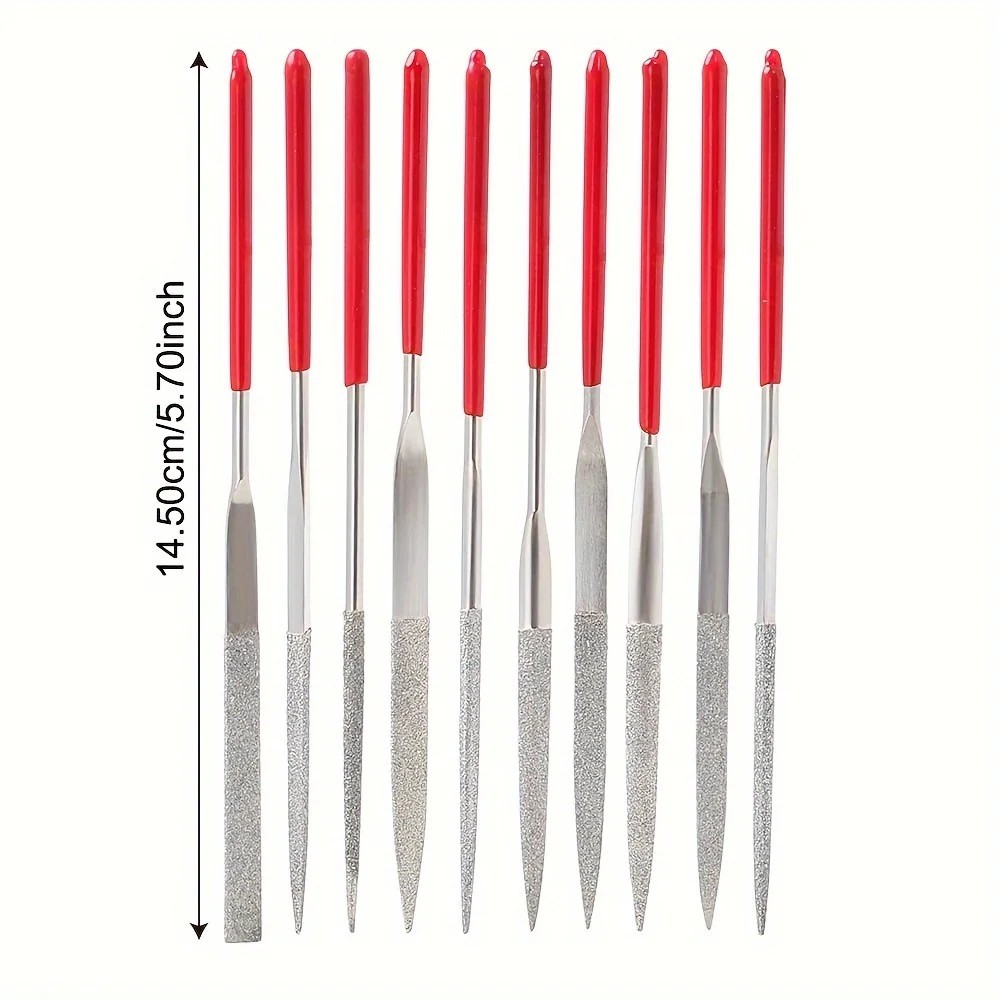 10pc Diamond Needle File Set Titanium Plated Jewelry Glass Stone Metal Tool 140m