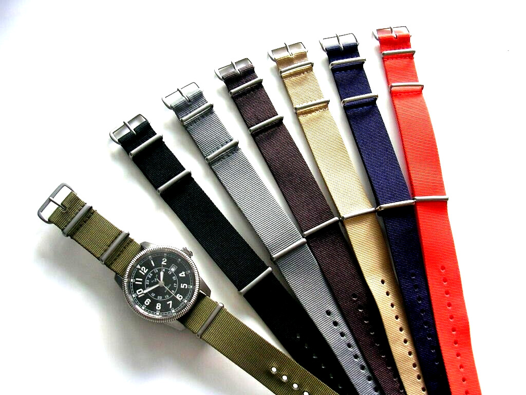 20mm Black NATO G10 Premium nylon Ballistic Airforce watch band Bonded IW SUISSE