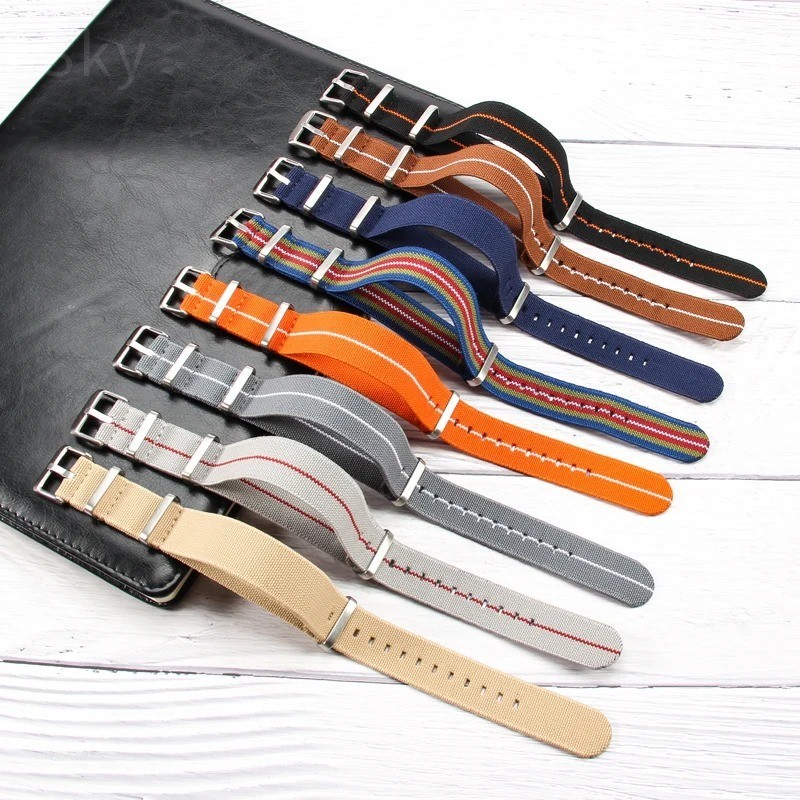 Premium Nylon Watch Strap Stitched Military Style Durable Adjustable Replacement