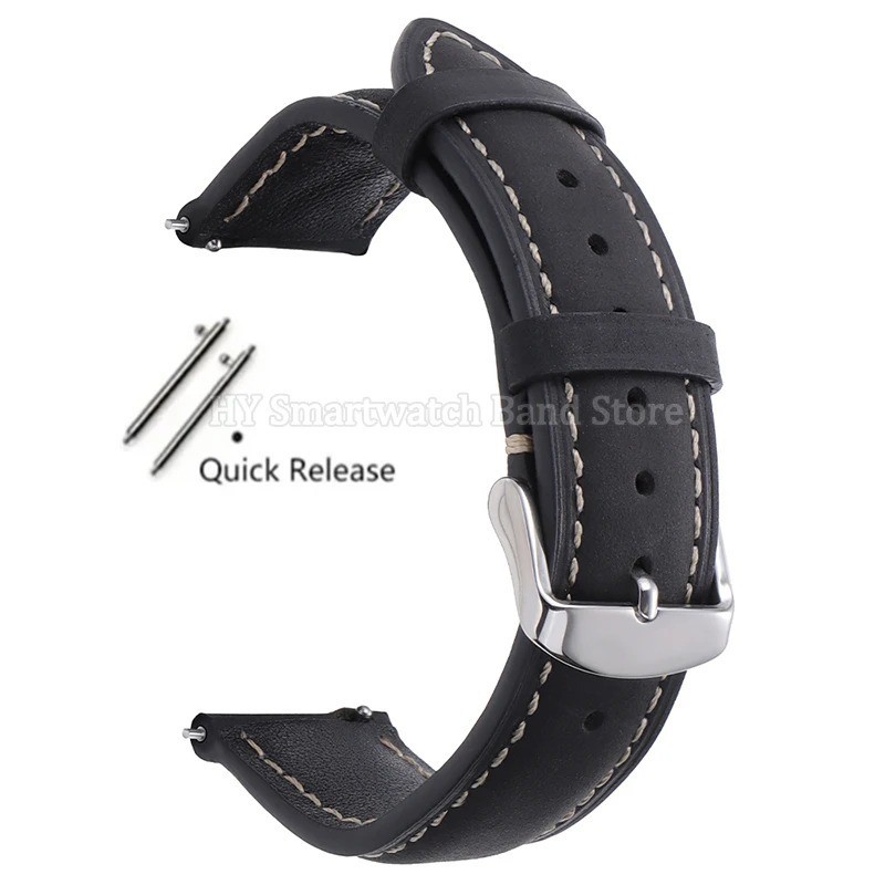 18mm 20mm 22mm Classic Genuine Leather Watch Band Strap Quick Release Wristband
