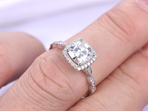 Lab Grown Round Cut Diamond Wedding Ring 14K White Gold 1.25 Carat