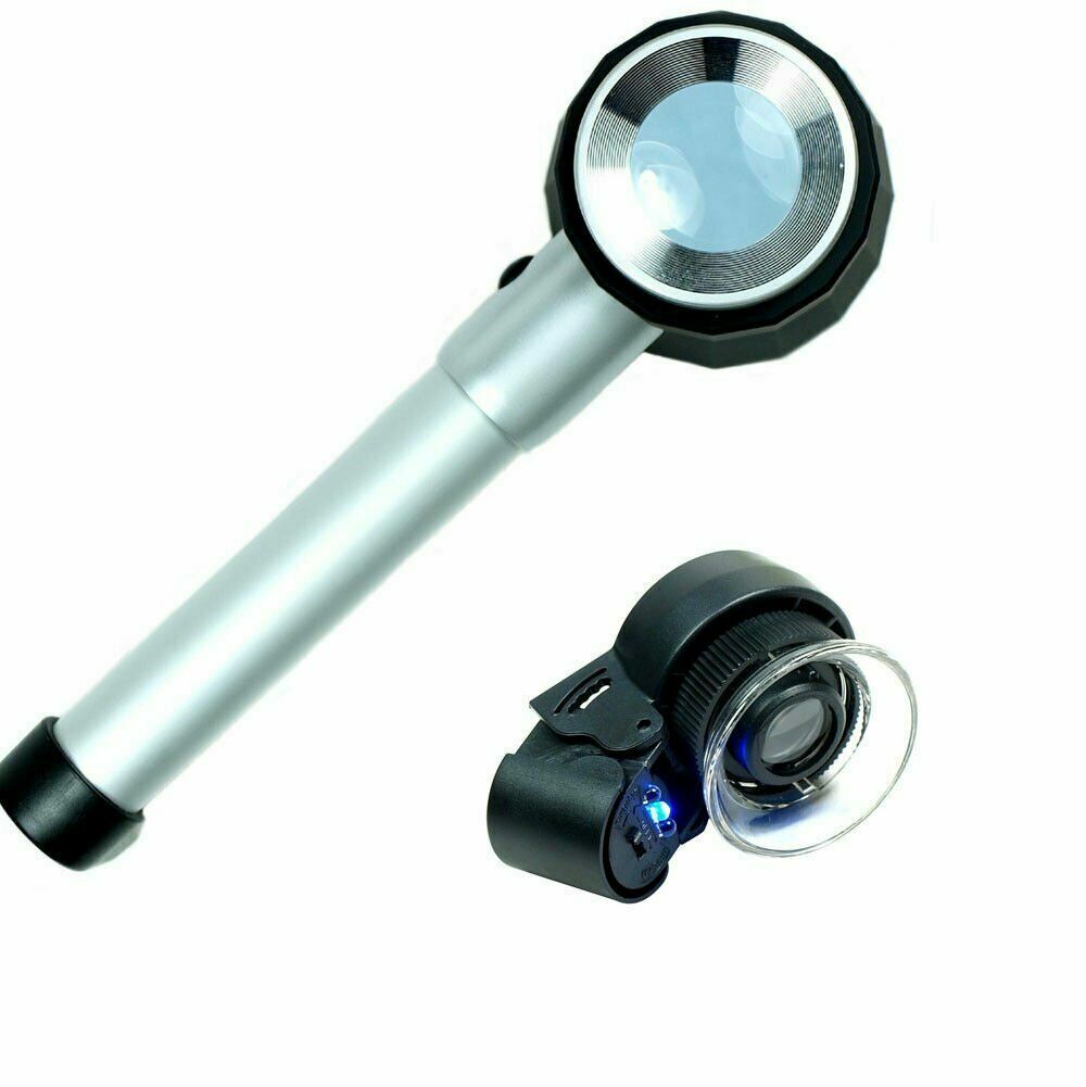 High Quality 10X Optical glass Lighted Magnifier 45X Jewelers Loupe with LED UV