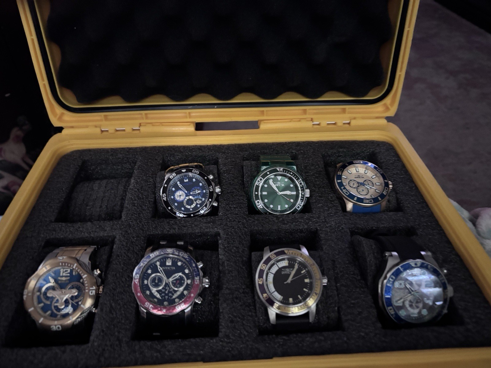 INVICTA EIGHT 8 SLOT IMPACT Yellow Watch Storage Box Collector Case Classic Ed.