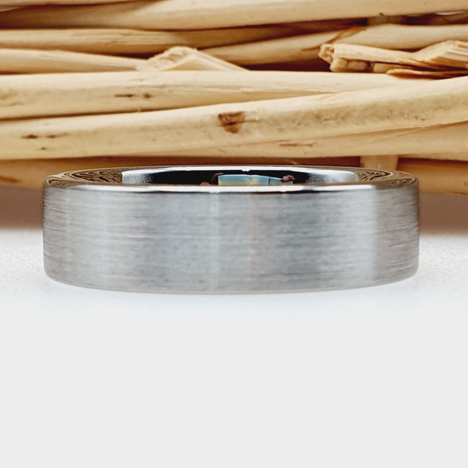 Scratch-Resistant 6mm Silver Tungsten Band Satin Brushed Domed Comfort-Fit Ring