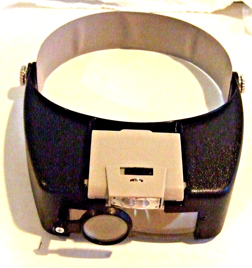 Jewelers Headband Magnifier LED Illuminated Visor Magnifying Glasses Loupe – NIB