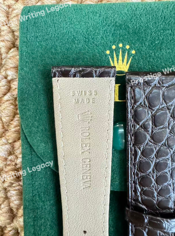 ROLEX Brown Crocodile Leather Band 𝐑𝐎𝐋𝐄𝐗 Buckle – NOS Gold Plated 20-16-4mm