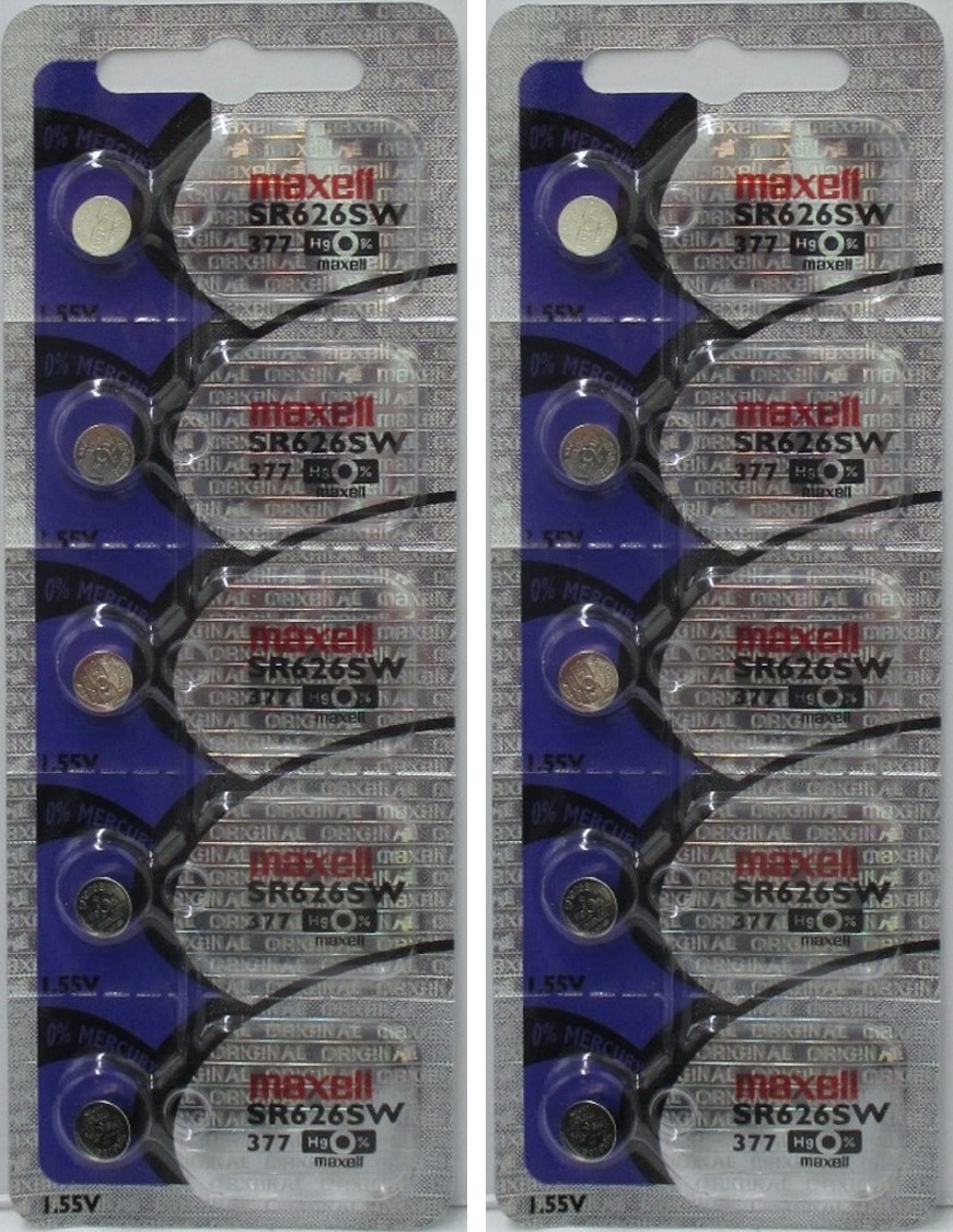 377 Maxell SR626SW V377 D377 SR626 watch 10 batteries