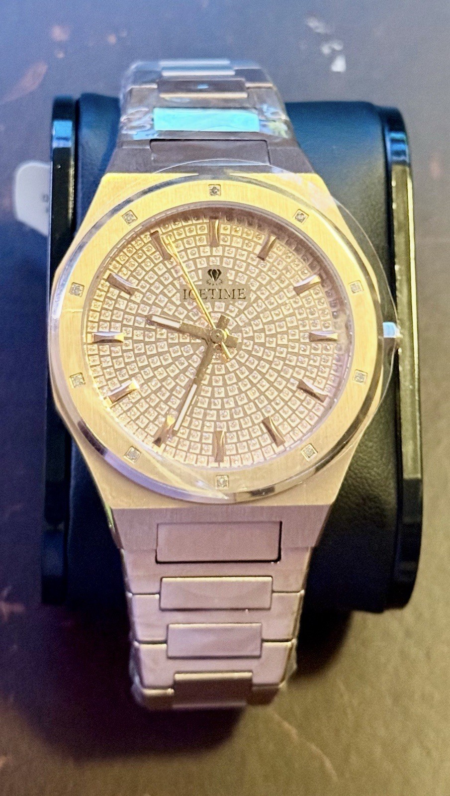 #16 IceTime ALPHA Rose 42mm Men’s Rose Gold Steel Watch Iced 0.10ct Diamonds