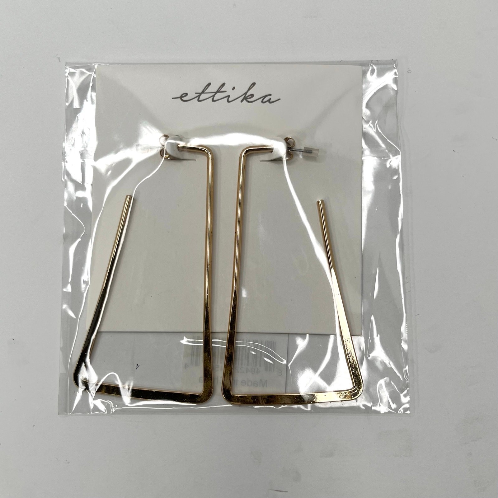 Ettika Fashion Jewelry Gold Thin Rectangle Dangle Pierced Earrings GTE1996 NWT