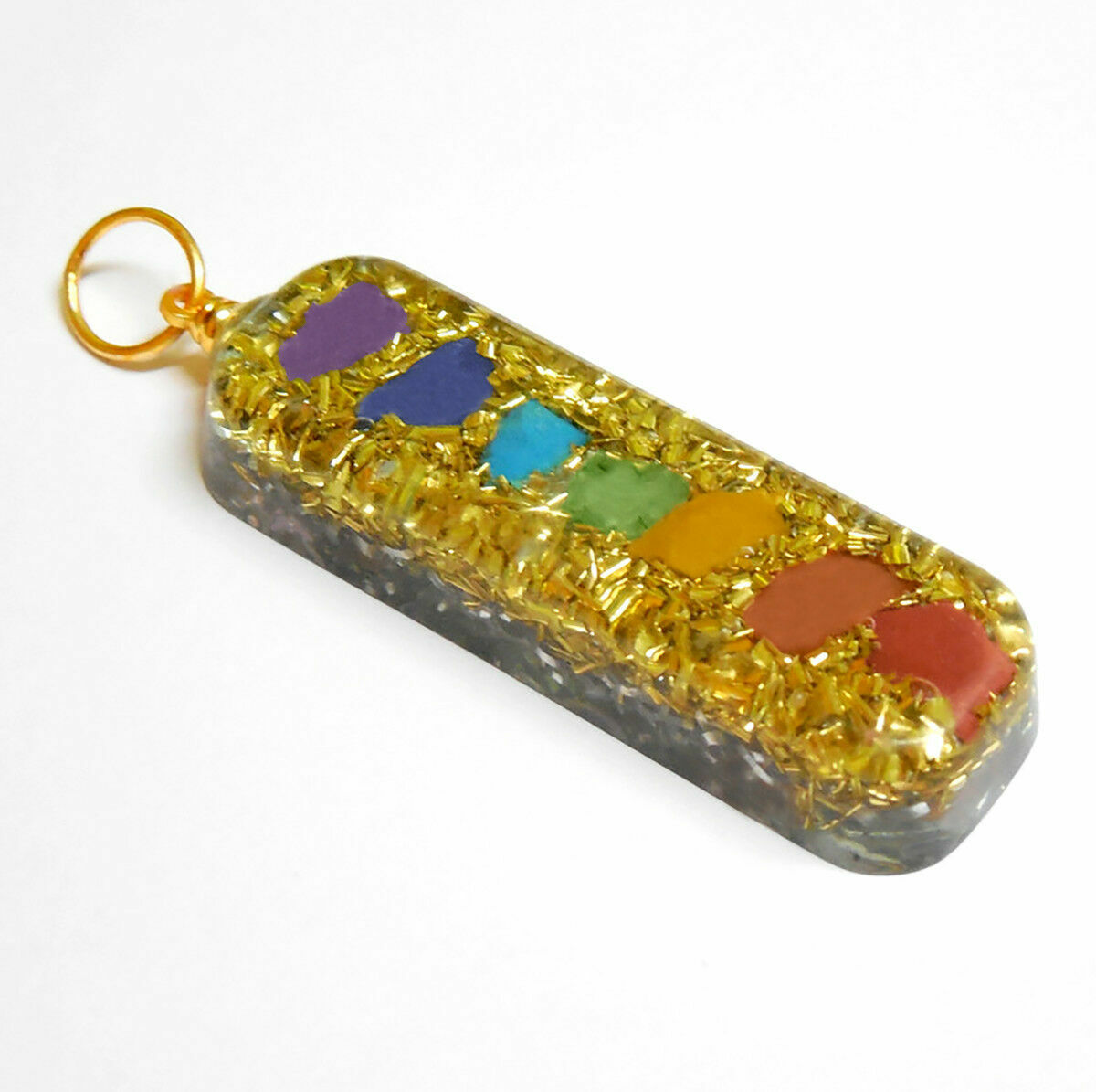 Orgone Energy Generator Pendant Orgonite Rainbow Chakra Gemstone Necklace