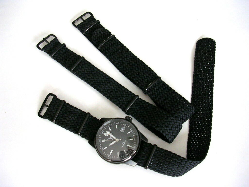 20mm Black PVD Braided NATO G10 ® Woven HD Nylon watch band RAF strap IW SUISSE