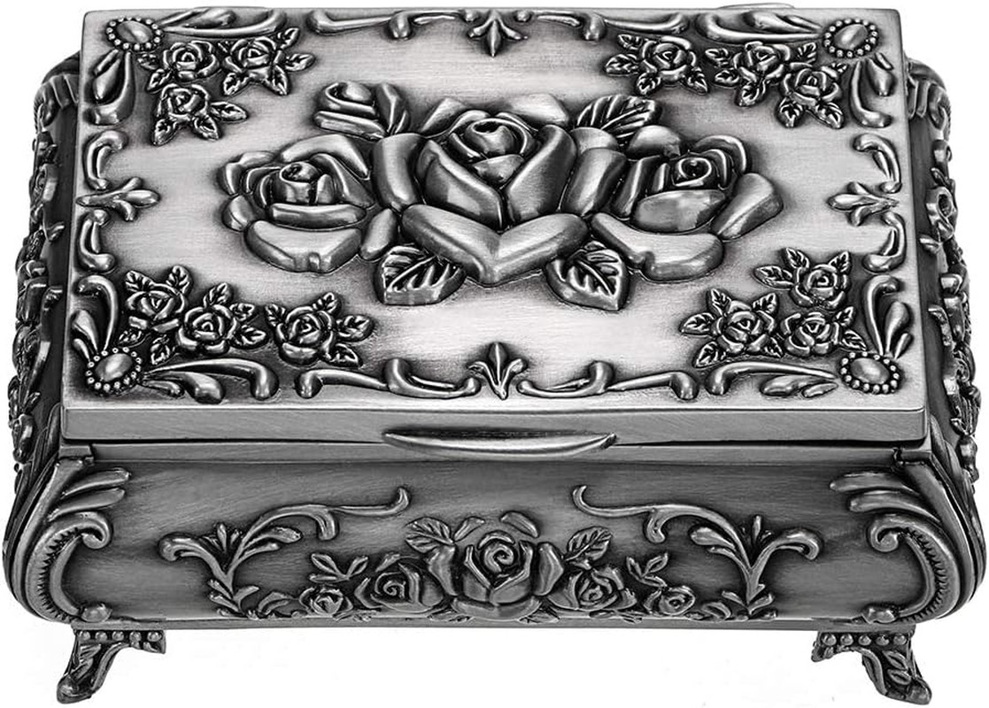 Vintage Metal Jewelry Box Small Trinket Jewelry Storage Box for Rings Earrings N