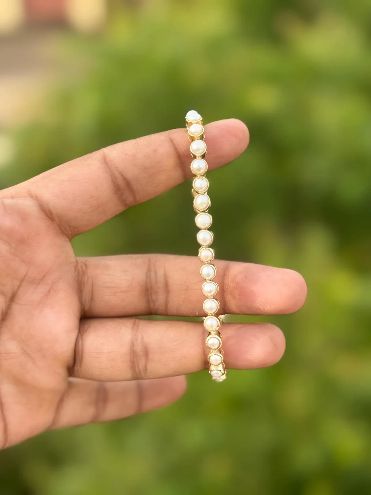 Womens Round Fresh Water Pearl Tennis Bracelet 14K Yellow Gold Plated 7.5 Inch