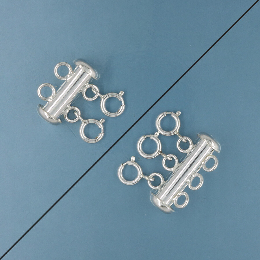 Sterling Silver Layered Necklace Detangler Multi Strand Tube Clasp Connector