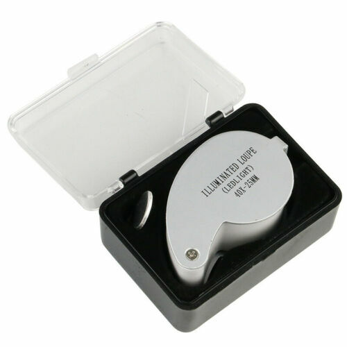 40x 25mm Glass LED Light Magnifying Magnifier Jeweler Eye Jewelry Loupe Loop