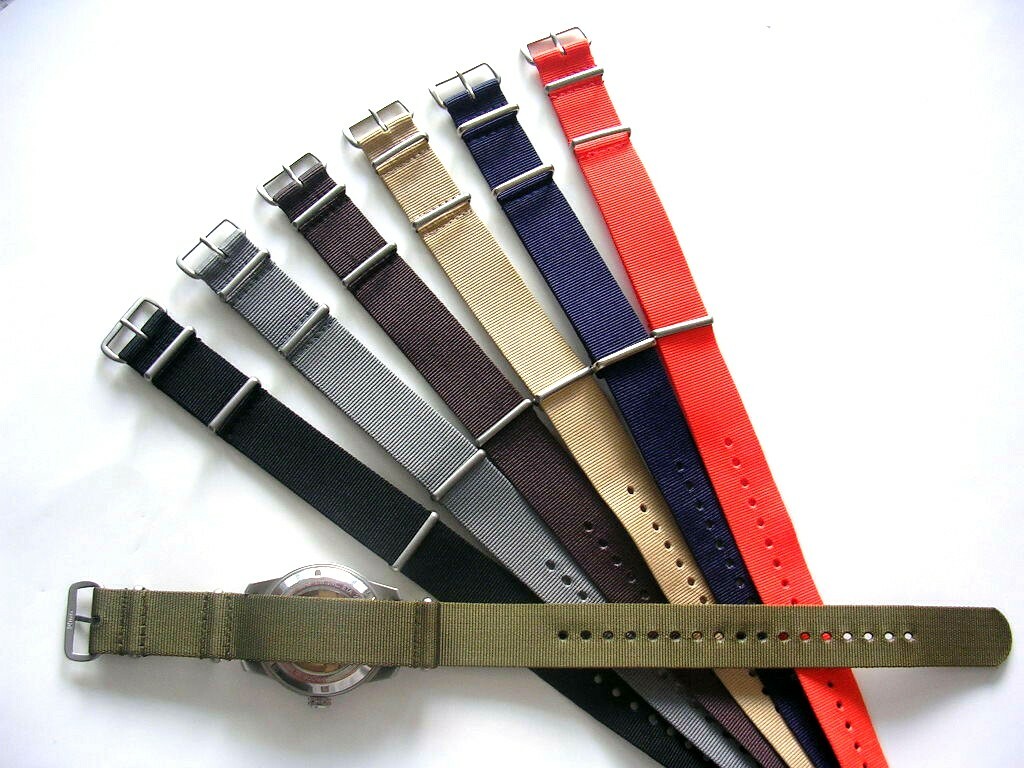 NATO G10® watchband Brown nylon RAF military army strap Bond IW SUISSE 16mm 19mm