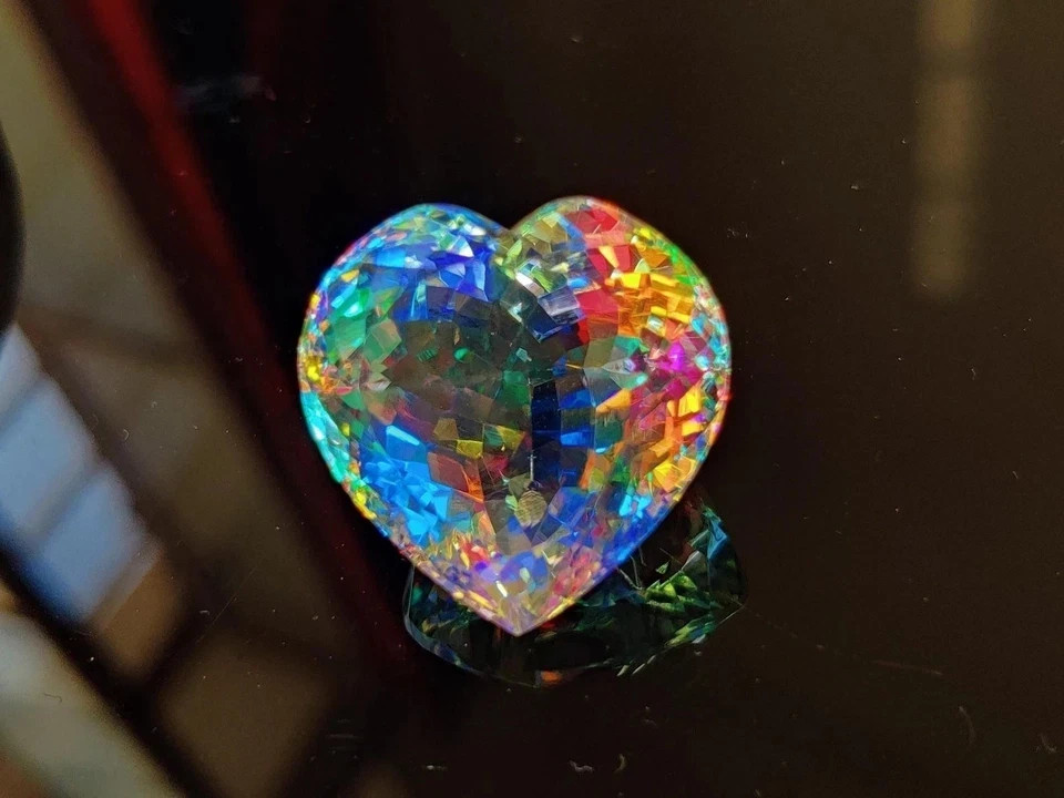 100 Ct Rainbow Mystic Topaz Heart Cut Faceted Loose Gemstone Certified