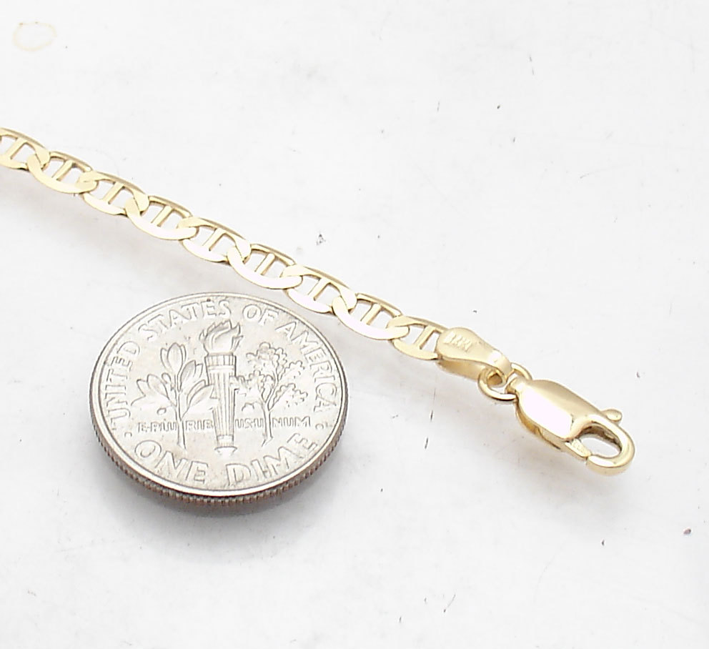 9″Link Anchor Chain Ankle Bracelet Anklet Solid Real 14K Yellow Gold 3MM