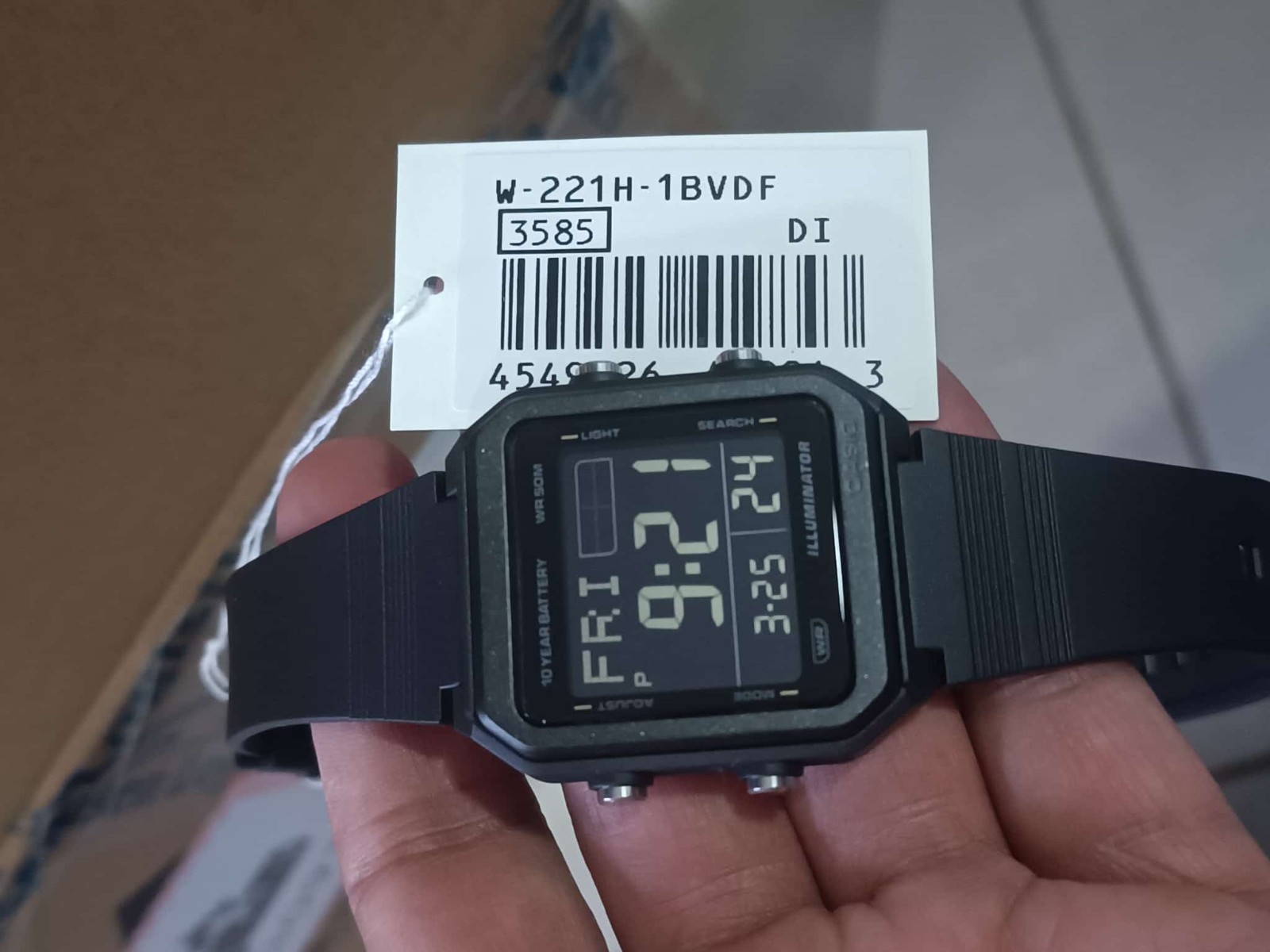 Casio W-221H-1BVDF Black Digital Watch 50M WR 10 Year Battery NEW