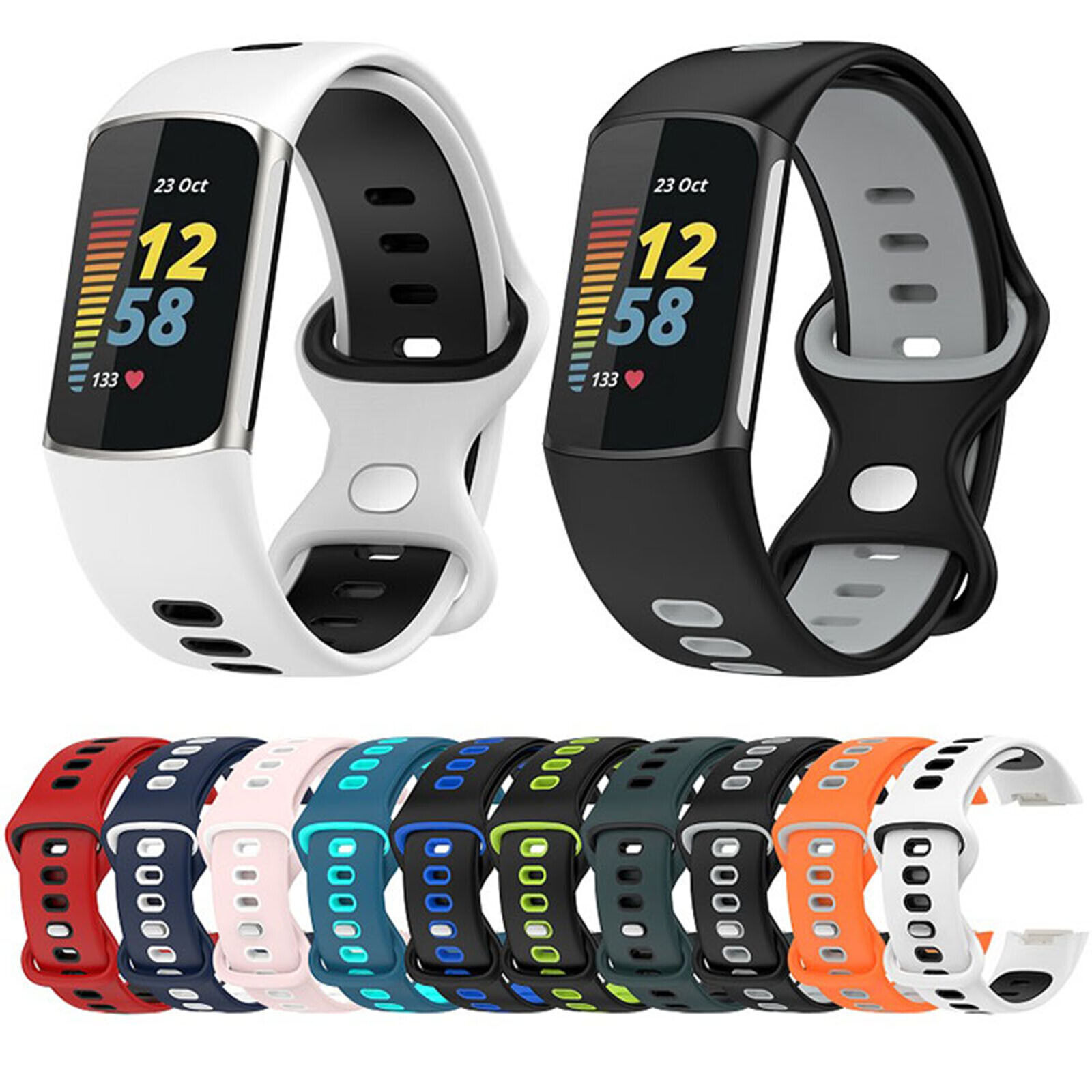 Replacement Silicone Sports Watch Band Wristband for Fitbit Charge 5/Charge 6
