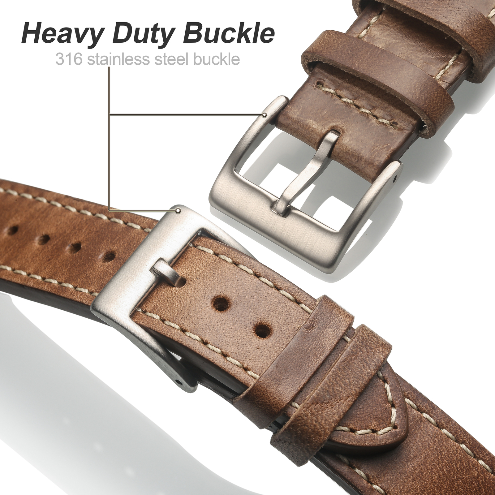 Horween Leather Watch Bands Quick Release Watch Strap for Men 18mm 20mm 22mm