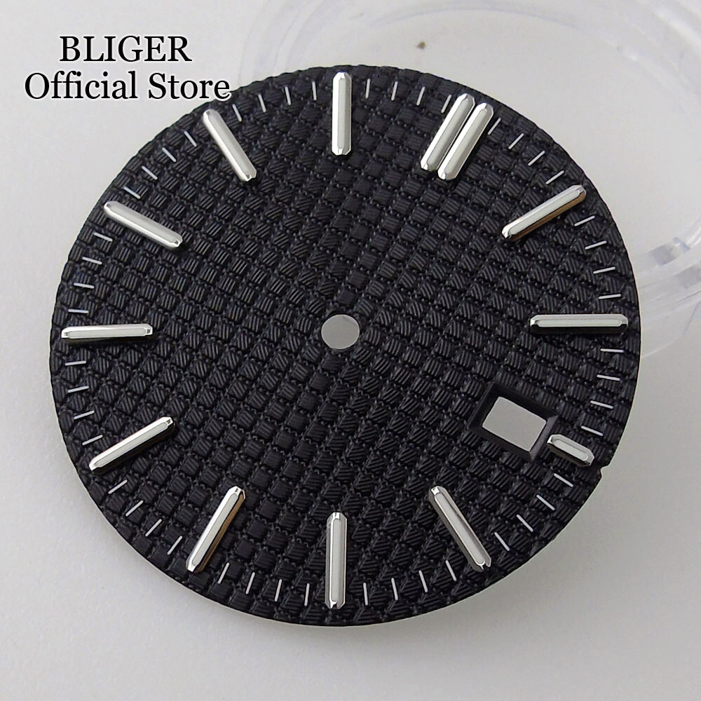 42mm Brushed Watch Case Bracelet 31.7mm Black Blue Dial Fit NH35 NH36 Sapphire