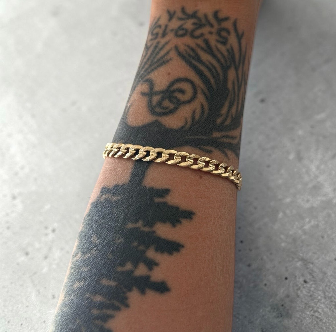 18K Solid Gold Cuban Link Bracelet, 8 inch Gold Link Bracelet
