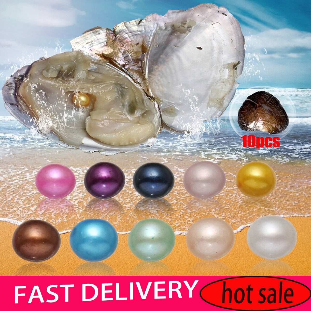 10x Bulk Natural Freshwater Akoya Pearl Oysters Real Pearls Bulk w/ Large Pearl