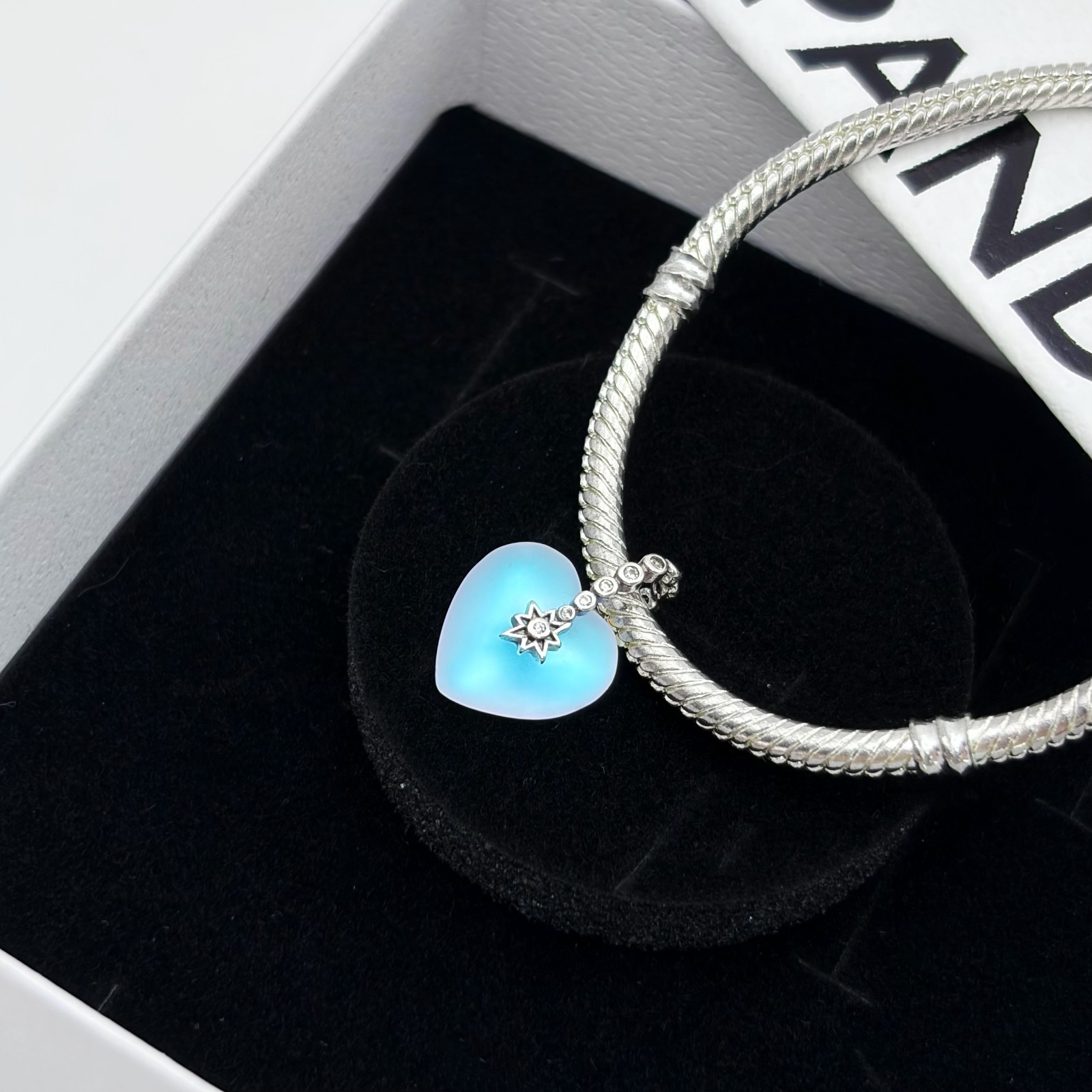 100% NEW PANDORA 794143C01 Moonstone Shooting Star Heart Charm, NEW WITH BOX