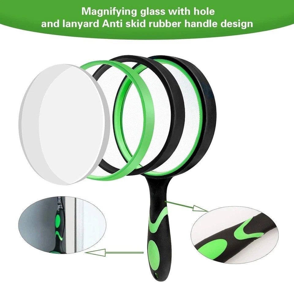 NEW Shatterproof Magnifying Glass 10X Large Handheld Magnifying Glass for Senior