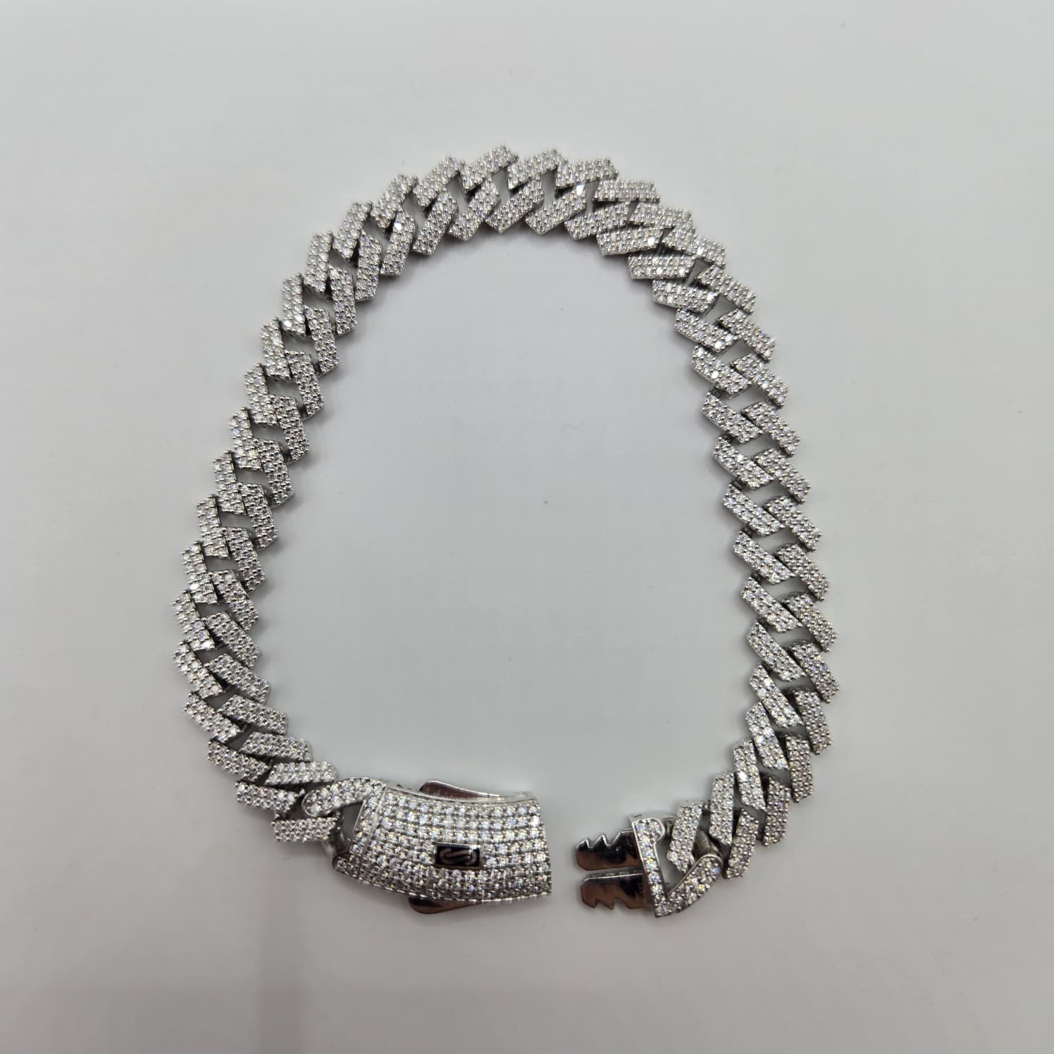 925 STERLING SILVER MOISSANITE MONACO LINK BRACELET ICED OUT BOX CLASP