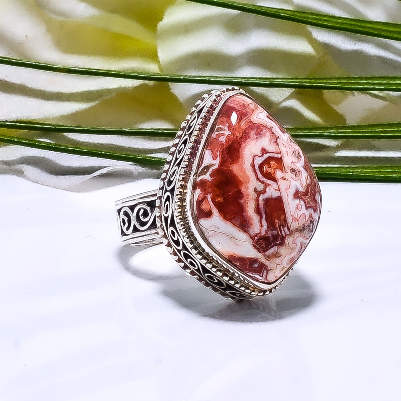 Rosetta Jasper – United State 925 Sterling Silver Ring S.8 R115443