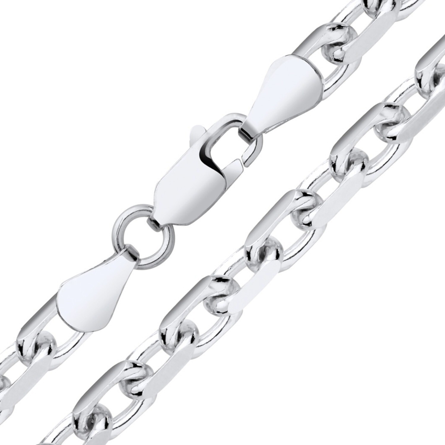 Sterling Silver 4.5mm Forza Diamond Cut Belcher Chain Necklace 18 20 22 24 26″