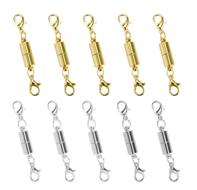 10pc Gold and Silver Tone Magnetic Lobster Clasp for Jewelry Necklace Color