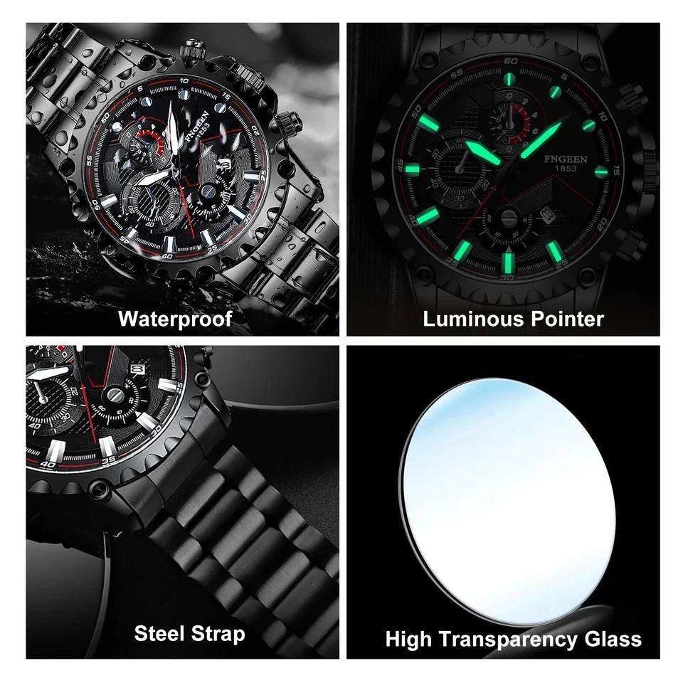 Men’s Waterproof Luxury Watch Stainless Steel Quartz Luminous Classic Wristwatch