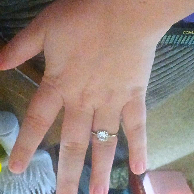 14k White Gold Cushion Halo Diamond Engagement Ring Size 7, 2mm Band