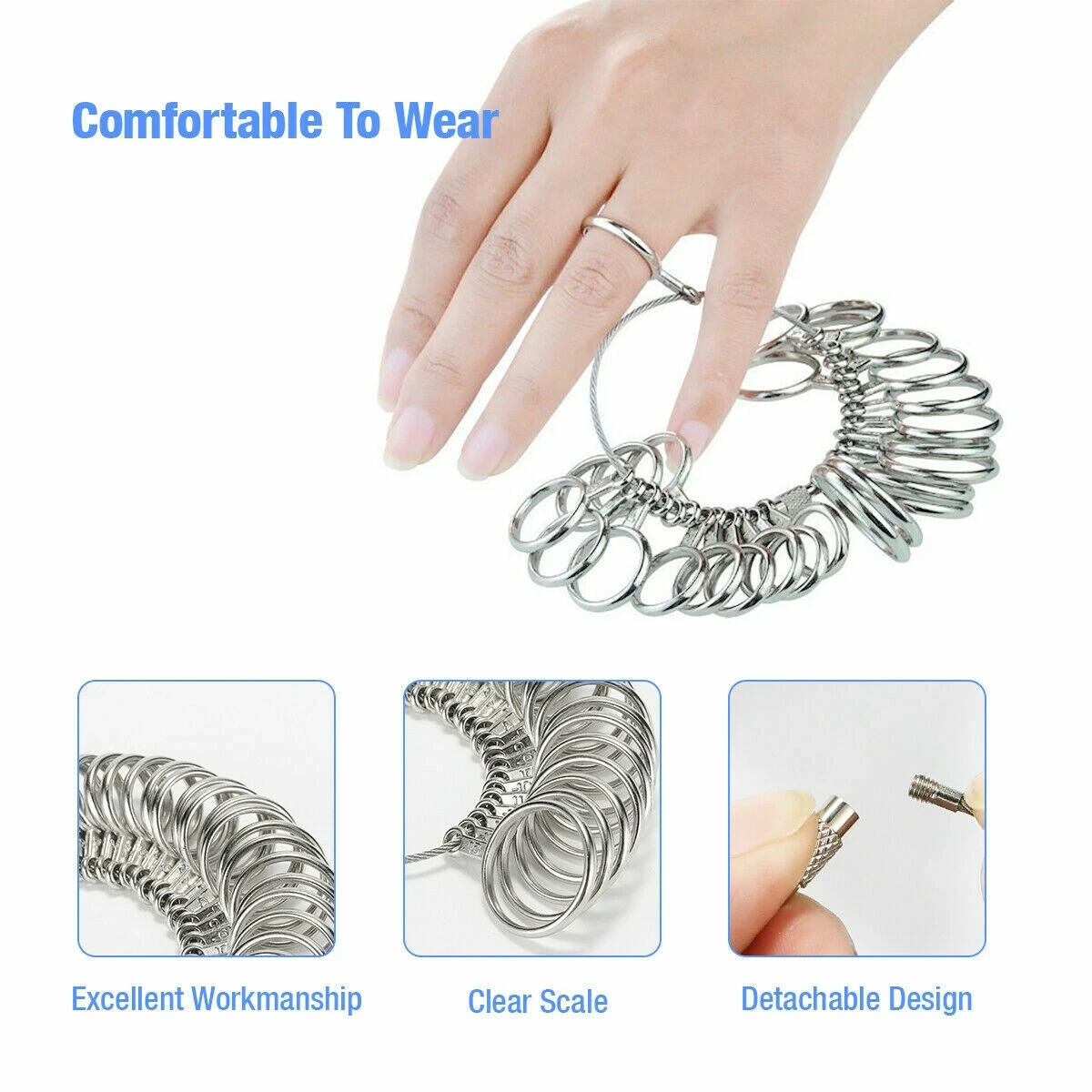 Metal Ring Sizer Guage Mandrel Finger Sizing Measure Stick Standard Jewelry Tool