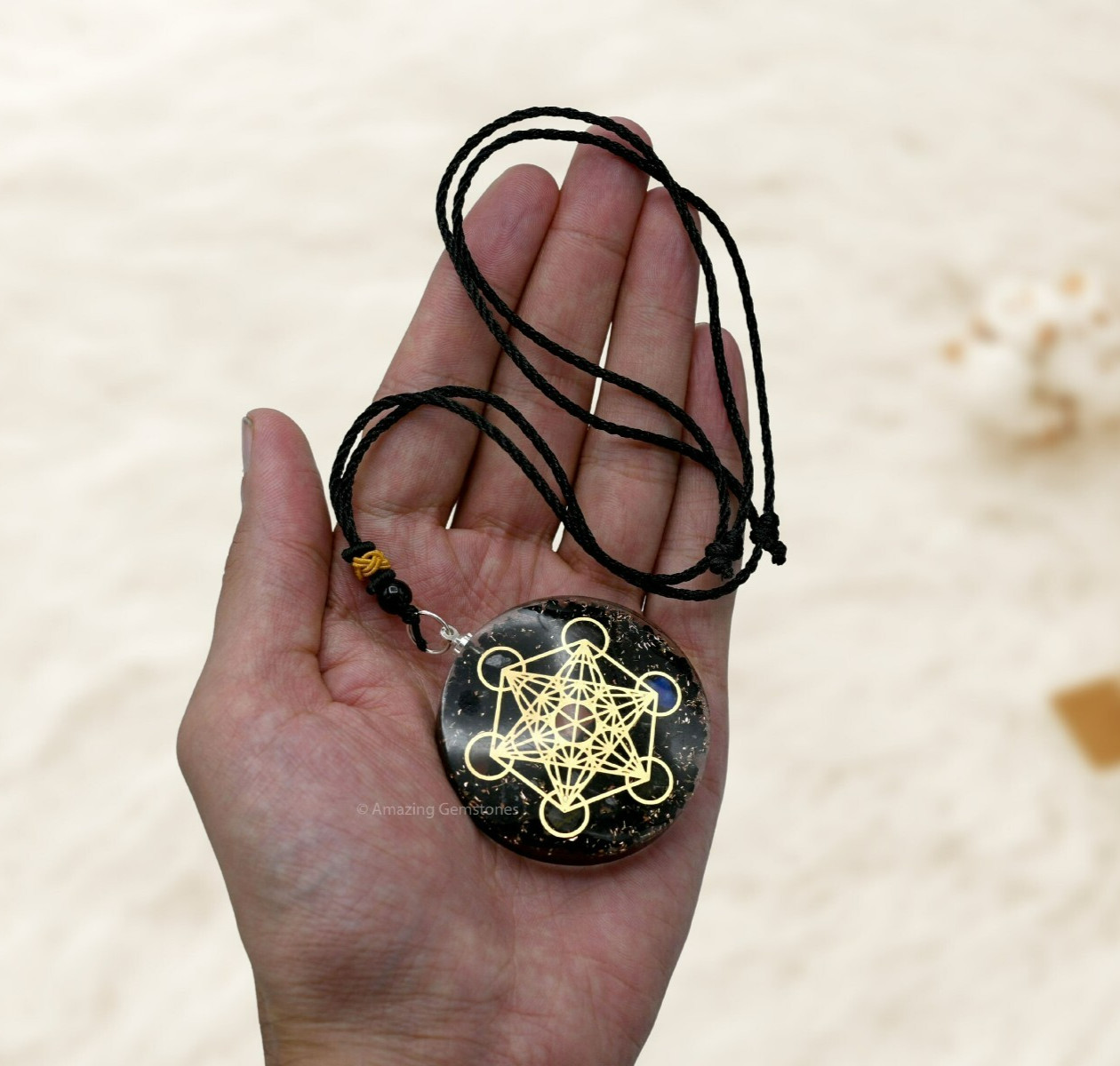 Black Tourmaline Orgone Necklace Crystal Healing Spiritual Protection Pendant
