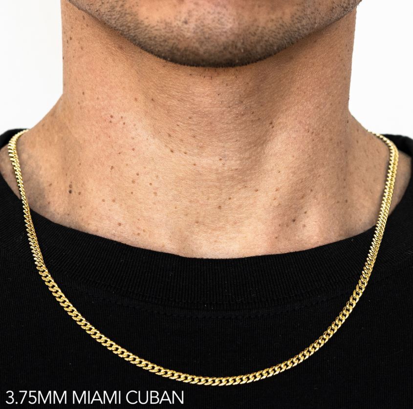 14k Yellow Gold 3mm -7.5mm Miami Cuban Chain Necklace Size 16″-30″ Hollow